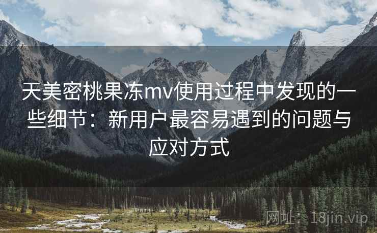 天美密桃果冻mv使用过程中发现的一些细节：新用户最容易遇到的问题与应对方式