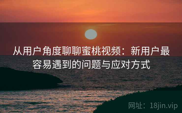 从用户角度聊聊蜜桃视频:新用户最容易遇到的问题与应对方式 从用户角度聊聊蜜桃视频:新用户最容易遇到的问题与应对方式